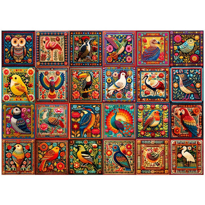 1000-Piece Bird Crochet Jigsaw Puzzle for Adults with Lettered Backs and Full-Color Reference Poster