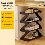 Graphite Black - Four-Tier Shoe Rack [Upgraded Metal Tubes - Thickened and Hardened Plastic Parts]