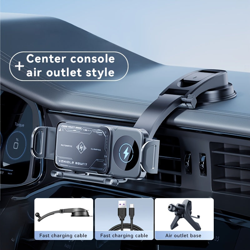 Folding Wireless Car Charger Mount with Air-Vent Base or Two-in-One Stand Checkout Options