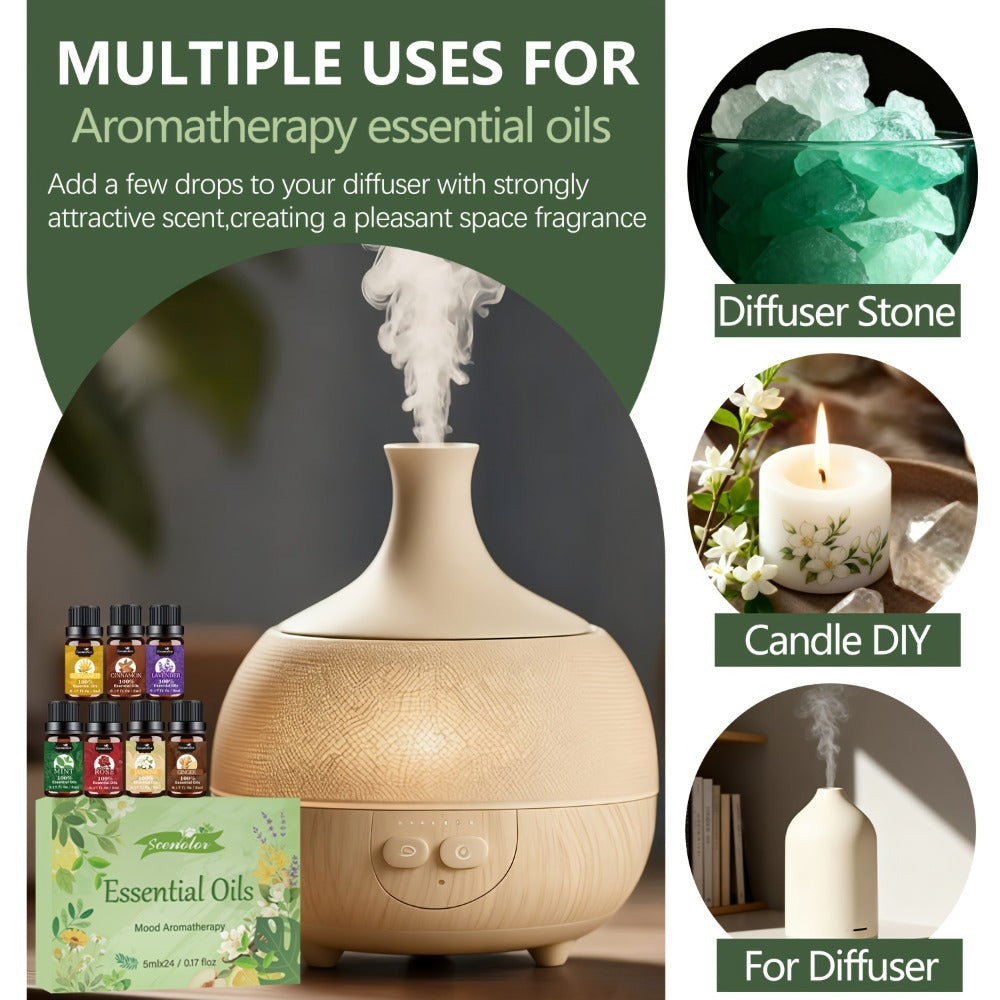 Floral and Fruity Fragrance Oil Gift Set with Choice of 12 or 24 Mini 5ml Bottles for Diffuser Use