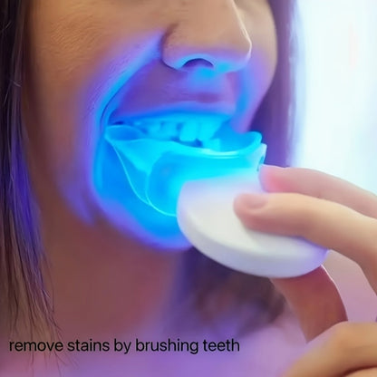 Battery-Powered LED Teeth Whitening Kit with Three Gel Syringes, Mouth Trays and Storage Case