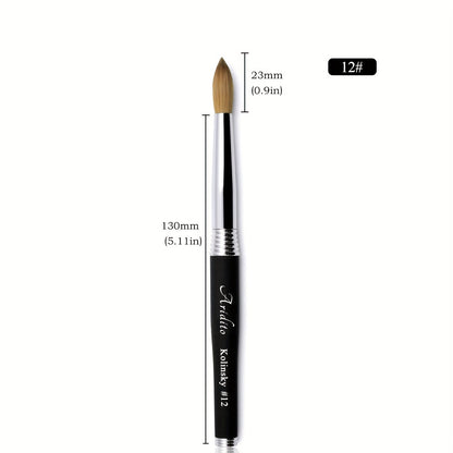 Round Acrylic Nail Art Brush with Black Handle in Protected Sizes 12, 14, 16 and 18 for Salon Detail Work