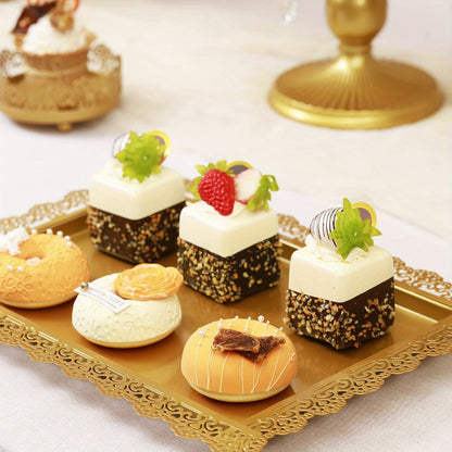 Cake Stand Set of 8 with Crystal Pendants 3-Tier Cupcake Tower Metal Dessert Display for Wedding Birthday Baby Shower Party Decor
