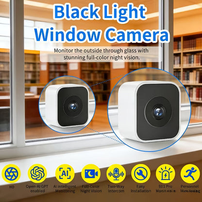 Security Camera 6MP Window Model with Dual-Band WiFi, Full-Color Night Vision, Human Detection and 1 or 2 Pack
