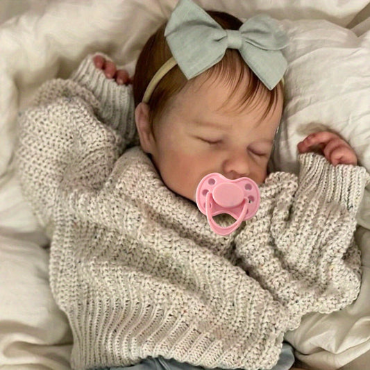 Reborn Doll, 20-Inch Sleeping Cloth-Body Figure with Vinyl Limbs, Hand-Rooted Hair and Accessories