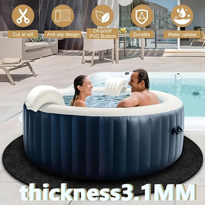 Hot Tub Mat | Round Anti-Slip Waterproof Pool Spa Protector Outdoor
