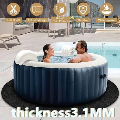 Hot Tub Mat | Round Anti-Slip Waterproof Pool Spa Protector Outdoor