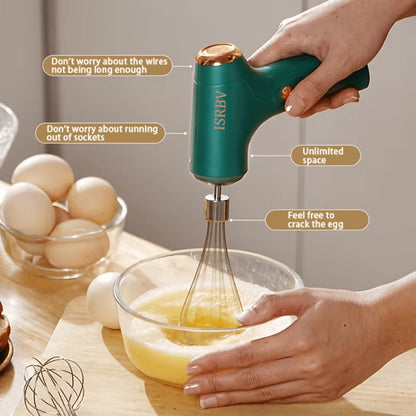 Cordless Electric Egg Beater & Cream Whipper - Handheld Stand-Up Portable Mixer for Cake Baking, Ice Cream & Whipping, Rechargeable Wireless Kitchen Mixer, Holiday Gift for Home Bakers