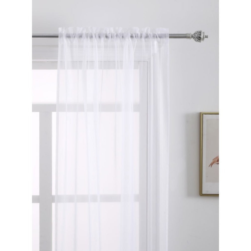 Two-Panel Solid Sheer Curtains with Rod-Pocket Header, Seven Colors and Four Size Configurations
