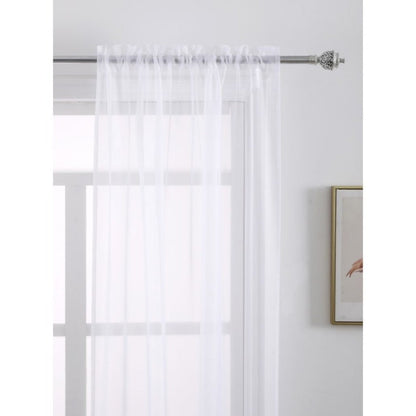 Two-Panel Solid Sheer Curtains with Rod-Pocket Header, Seven Colors and Four Size Configurations