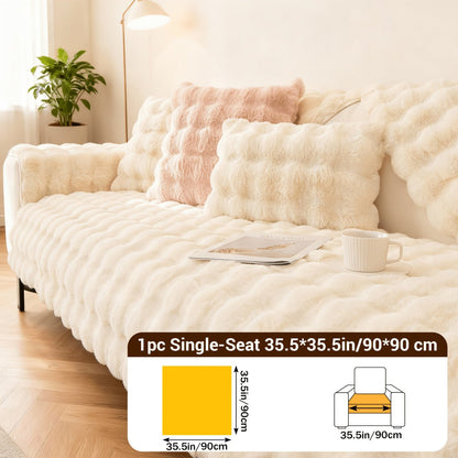 Sofa Cover Bubble Faux Rabbit Fur Panels with Silicone Non-Slip Backing for Seat, Armrest or Backrest