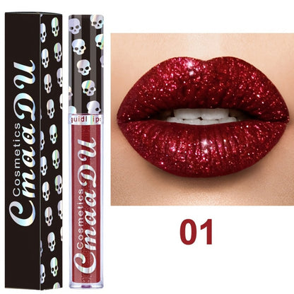 Three-Piece Skull-Design Glitter Lip Gloss Set with Nine Exact Color Combination Checkout Options