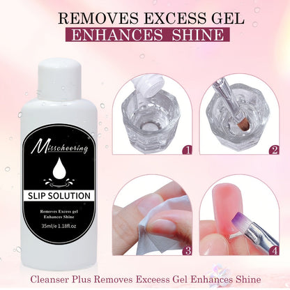Polygel Nail Kit with LED Lamp 12Pcs Complete Poly Gel Nail Extension Builder Set with Stretch Gel Bicolor Base Coat Finger Sleeves DIY Salon Nails for Women Beginners at Home