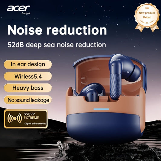 ANC Wireless Earbuds Acer Official TWS In-Ear Active Noise Cancellation Spatial Audio Low Latency Gaming Mode HD Calls Long Battery Life Sports Driving Earphones Navy Blue White