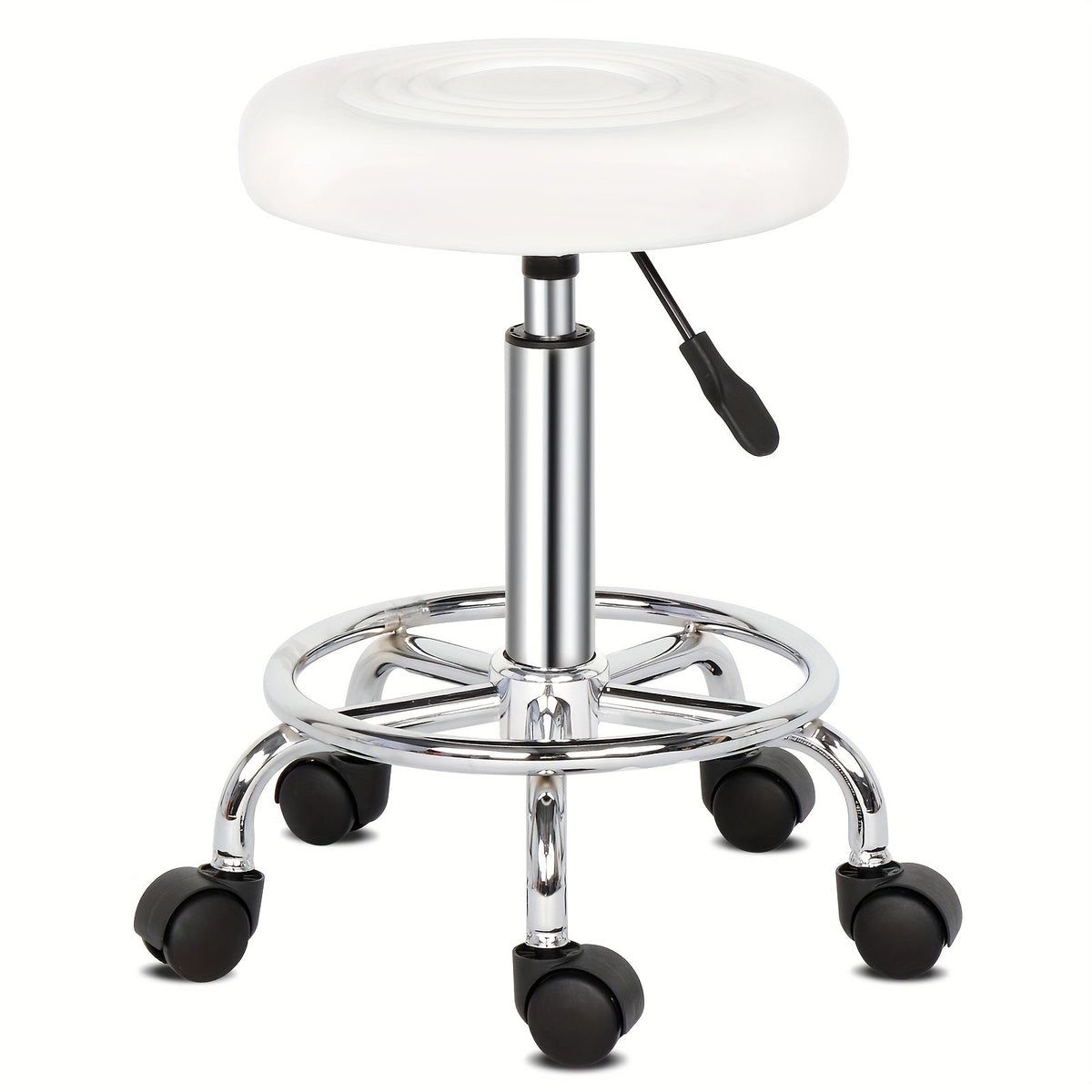 Round Padded Swivel Bar Stool 360° with Chrome Base - Adjustable Height Salon Kitchen Counter Stool for Nail