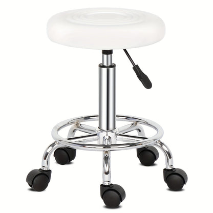 Round Padded Swivel Bar Stool 360° with Chrome Base - Adjustable Height Salon Kitchen Counter Stool for Nail