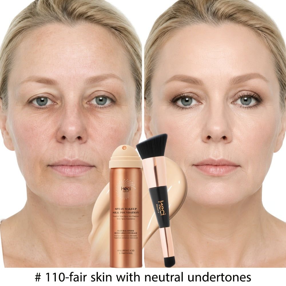 Two-Piece Spray Liquid Foundation and Brush Set with Matte Finish in Shades 110, 120 or 210