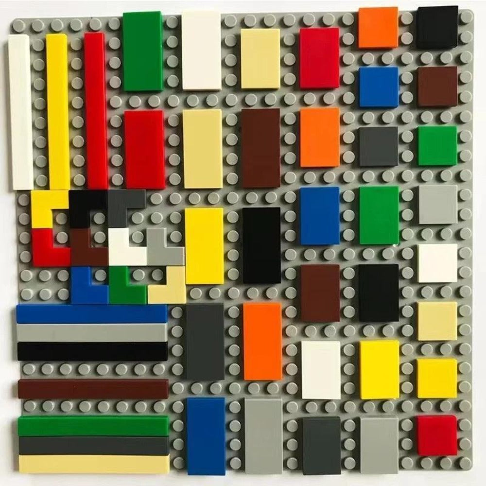 Flat Tile Building Block Refill Set with 150 Pieces in 1x1, 1x2 and 1x6 Sizes, Six Color Options