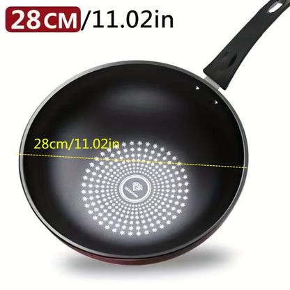 German Diamond Non-Stick Stir Fry Pan - Rice Stone Coating Smokeless Flat Bottom Wok for Induction Cooker Gas Stove, Multi-Purpose Household Frying Pan