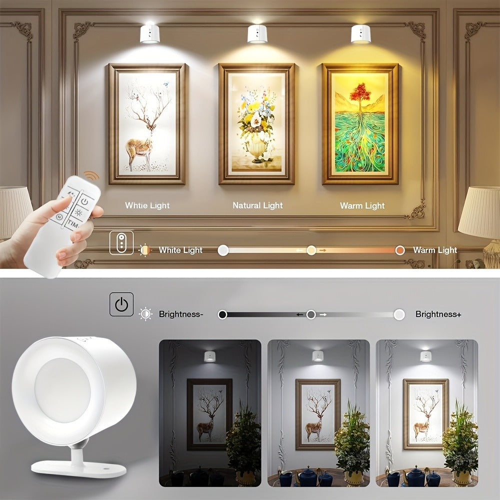 USB Rechargeable LED Wall Light 2 Pack, 360° Rotating Magnetic Ball Touch Control Reading Lamp with 3 Color Temps