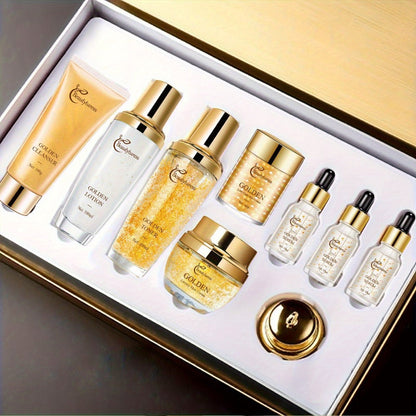 Skincare Set with Beautyluress Label, 9 Collagen and Hyaluronic Acid Cleanser Serum and Cream Items