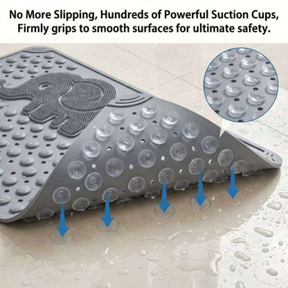 Perforated Suction-Cup Bathtub Mat with 75 × 43 cm Size, Blue or Light Gray Options and Full-Surface Drain Holes