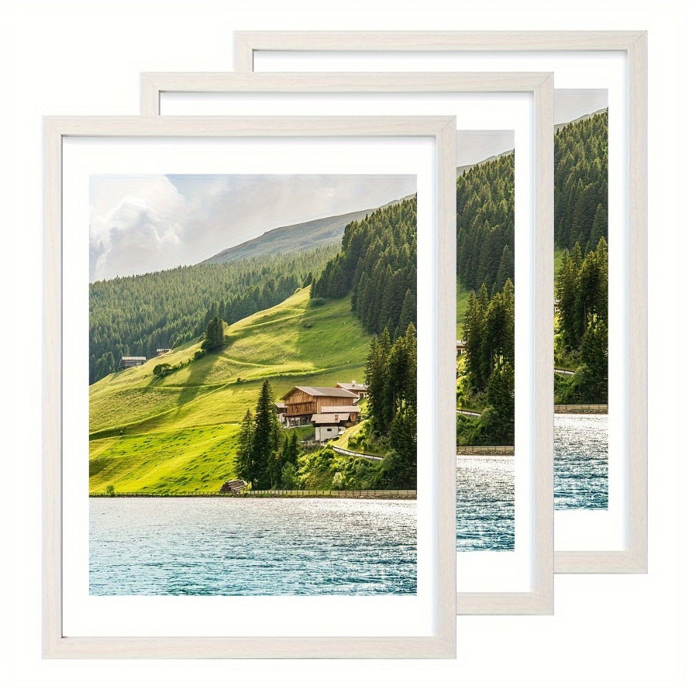 Three-Piece 12 x 16-Inch Wall Picture Frame Set in Black, White, Gold and Four Wood-Tone Finishes