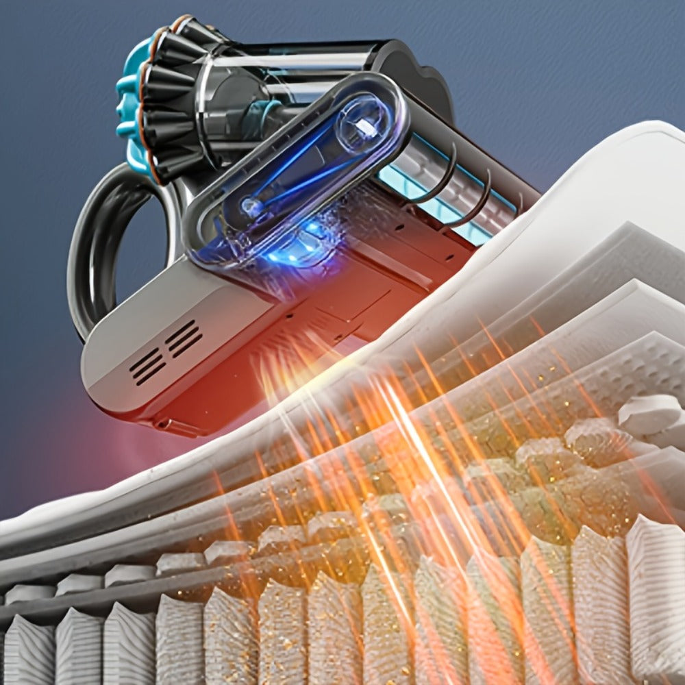 Corded Mattress Vacuum Cleaner with 550W 20000Pa Labels, Blue Trim, Dual Cyclone Cups and Filter