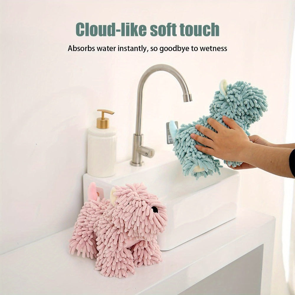 Puppy-Print Microfiber-Style Kitchen Towels in Blue, Gray, Pink or Brown Checkout Colors for Home and Everyday Use