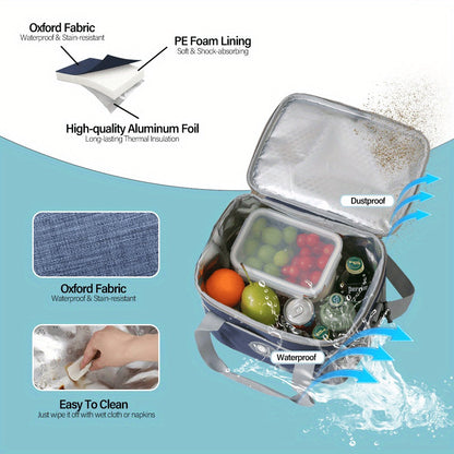 Insulated Lunch Bag Large Capacity Thermal Leakproof Lunch Tote with Shoulder Strap Heavy Duty Oxford Cloth Lunch Box Keeps Food Hot Cold for Work School Picnic Travel Adults Kids