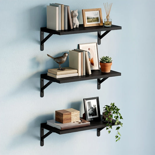 Floating Shelves for Wall – 3 or 6pcs Heavy Duty Farmhouse Wall Shelves for Bedroom, Bathroom, Living Room & Kitchen Decor – Long Ledge Shelf for Storage & Display (Multiple Colors & Sizes)