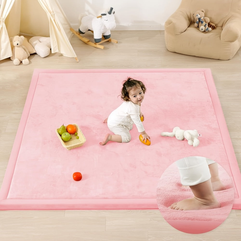 Padded Tatami-Style Area Rug in Six Solid Colors with 50-Inch Square to 79 x 118-Inch Sizes