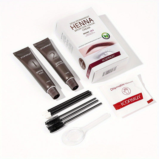 3D Brow Perm & Color Kit 2-in-1 — Sweatproof Long-Lasting Natural Fluffy Eyebrow Makeup with Applicator Brush & Disposable Clips, Beginner Friendly, Black & Brown, All Skin Types
