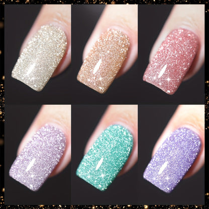 Gel Nail Polish Set with XEIJAYI Label, 6 Diamond Glitter Colors and Shade Numbers 163 to 168