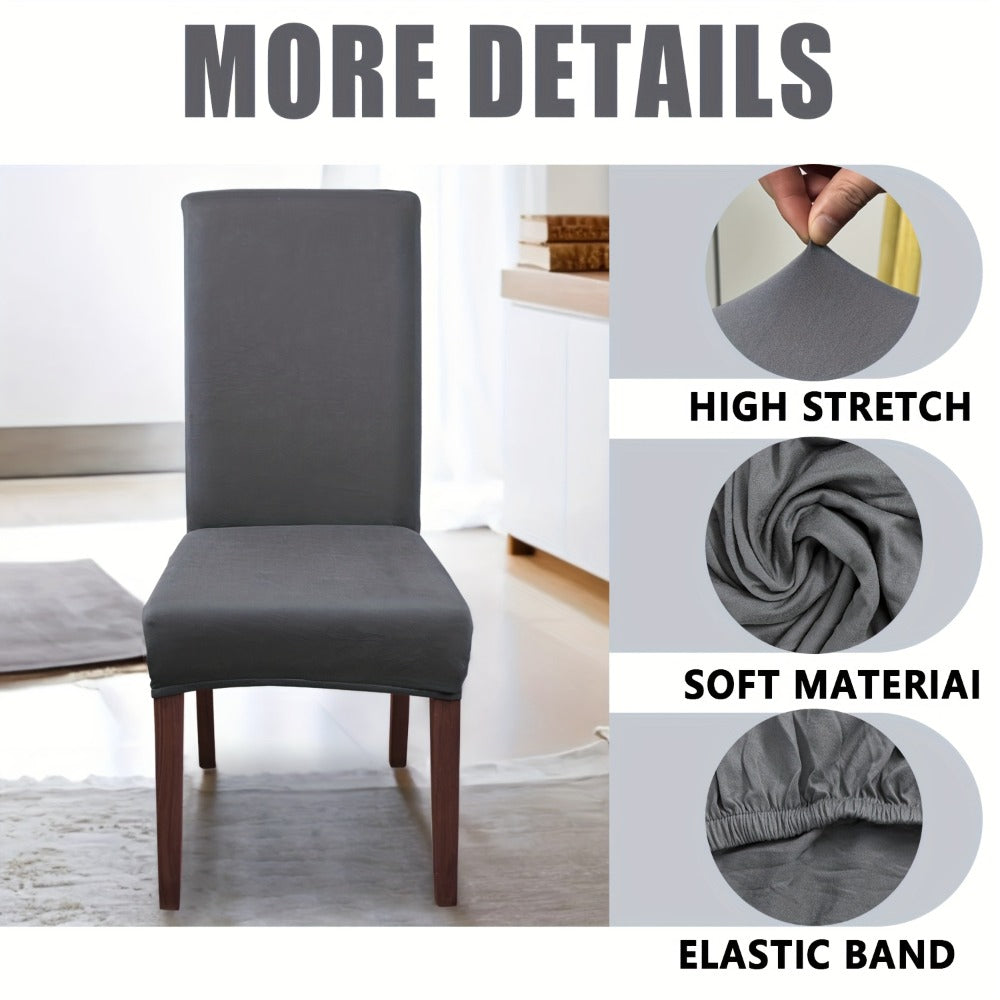 Chair Cover Set of 4 or 6 Stretch Milk-Fiber Dining Slipcovers in Eight Available Color Choices