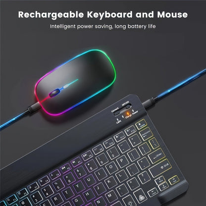 Slim White Wireless Keyboard and Mouse Set with Rechargeable Type-C Keyboard and Backlit Key Presentation