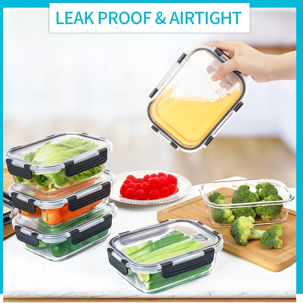 12-Piece Glass Food Container Set with Six Assorted Containers and Black- or Pink-Accent Clip Lids
