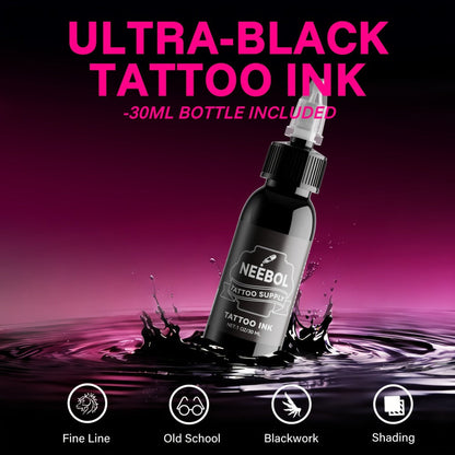 Tattoo Gun Kit Neebol Cordless Wireless 1600mAh Battery 20 Cartridge Needles 8 Inks White Soap Complete Tattoo Machine Set for Beginners & Artists Body Art Gift