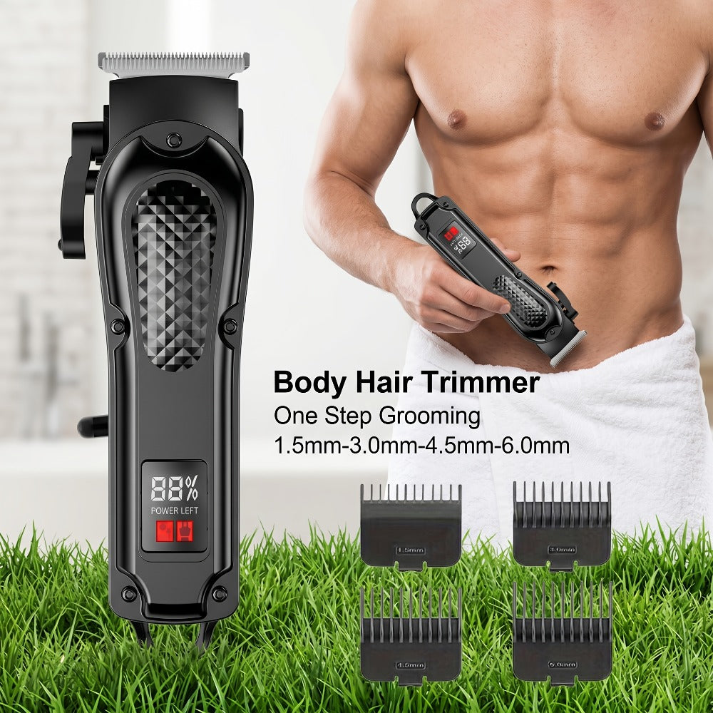 2-Piece Hair Clipper Set with Full-Size Clipper, Detail Trimmer, Guide Combs and USB Charging Accessories