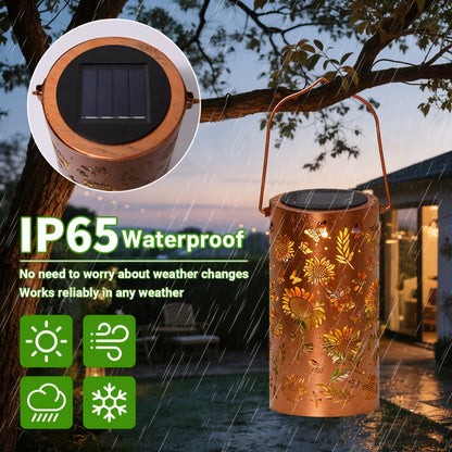 Solar Garden Lights IP65 Pattern Lantern with Hummingbird, Sunflower or Butterfly Designs for Yard Decor