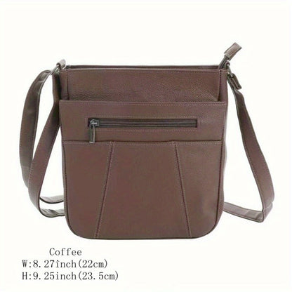 Genuine Leather Messenger Bag for Men Women Anti-Theft Zipper Multi-Pocket Shoulder Crossbody Bag Laptop Organizer Spacious Handbag Purse for Work School Travel Daily Commute 8 Colors