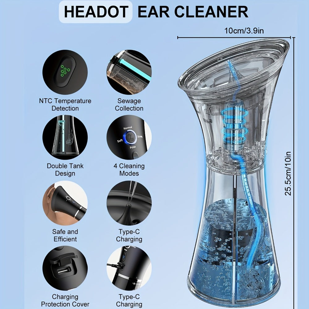 Electric Ear Wax Removal System – Water-Powered Ear Irrigation Flusher, IPX7 Waterproof, Safe & Effective Ear Cleaning Tool for Wax Buildup