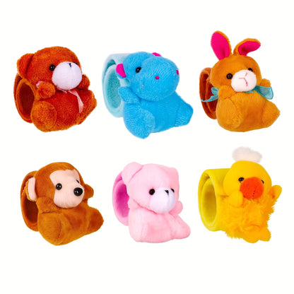 Plush Animal Slap Bracelet Assortments in 6-, 10-, 15- or 30-Piece Checkout Packs for Party Favors