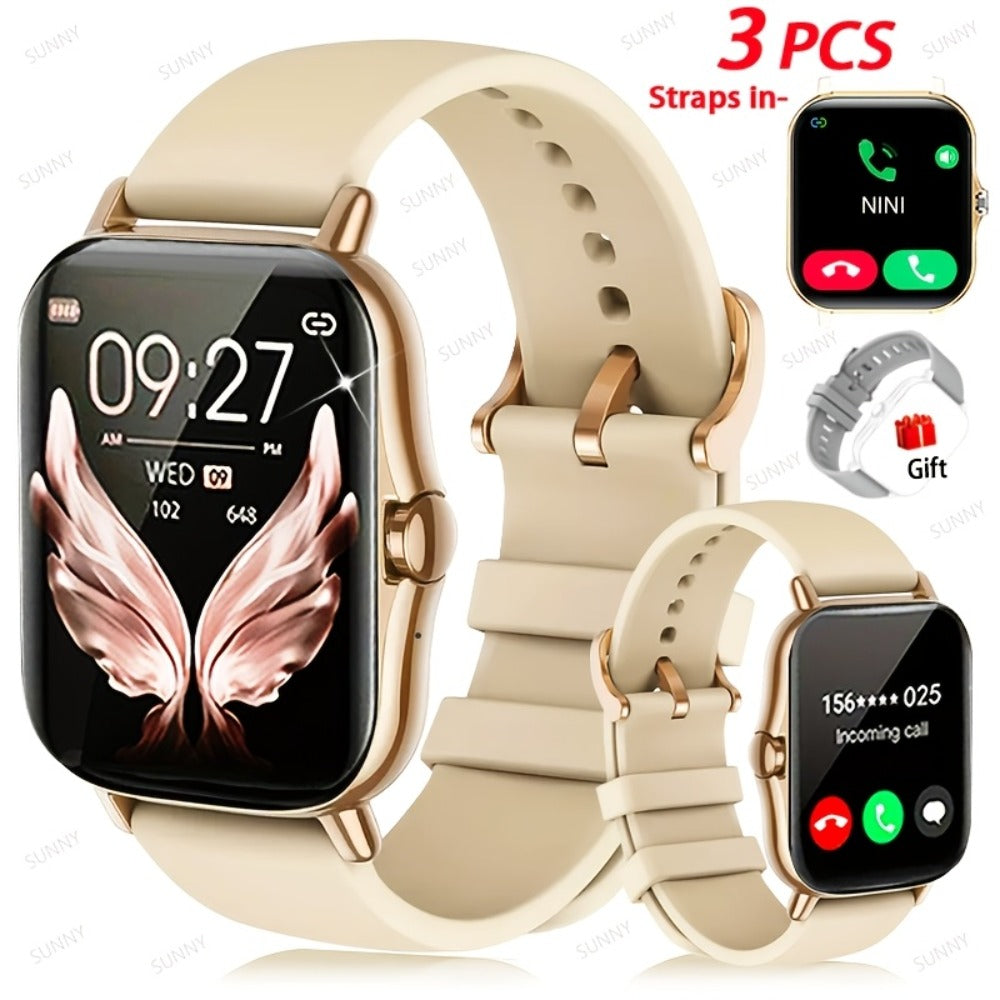 Smartwatch with Free Bonus Strap, 1.83" Full Touch Screen, Phone Answering & Message Notifications, Step & Calorie Pedometer, Multiple Exercise Modes, Weather Alerts, Heart Rate Monitor – Men & Women Android & iPhone