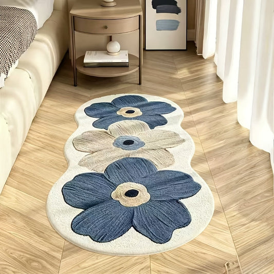 Area Rug, 10mm Polyester Imitation Cashmere Floral Floor Mat with Four Styles and Machine-Wash Care