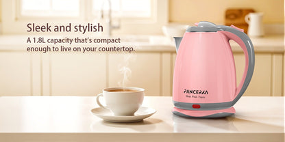 PANCERKA 1.8L Electric Kettle with 1000W Heating and Stainless Steel Interior in Pink or White