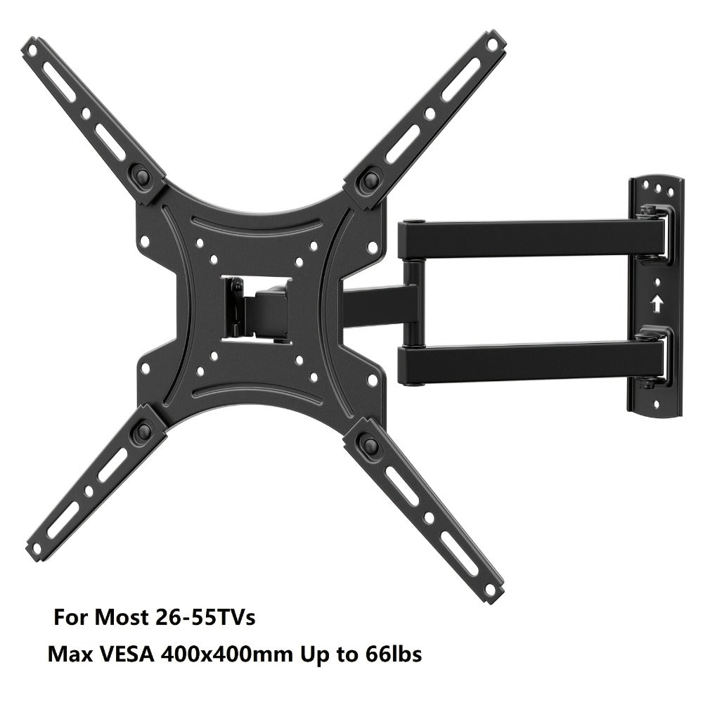 Full Motion TV Wall Mount 37-75 Inch, Dual Arm Swivel Tilt, VESA 600x400mm, Extends 15.4 Inch, Fits LED LCD OLED Flat Curved Screens