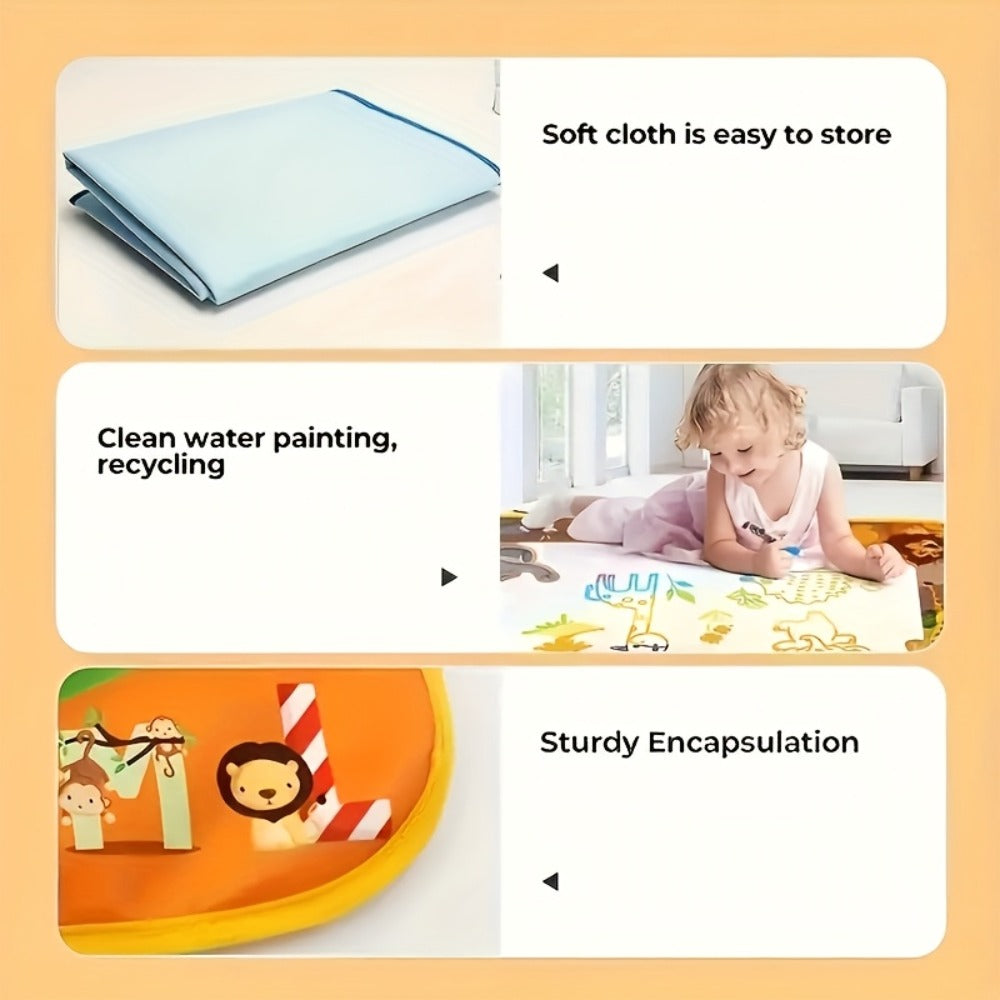 Water Canvas Drawing Mat for Kids Reusable Mess-Free – Magical Paint with Water Art Toy 80x60cm Ocean Animal Designs Screen-Free Creative Gift for Boys Girls Toddlers Ages 3+ Gift Box Option