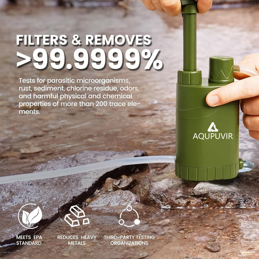 Portable Water Filter Purifier 5-Stage – High-Volume Hand Pump Filtration System for Camping, Hiking, Hunting & Emergency Survival Preparedness