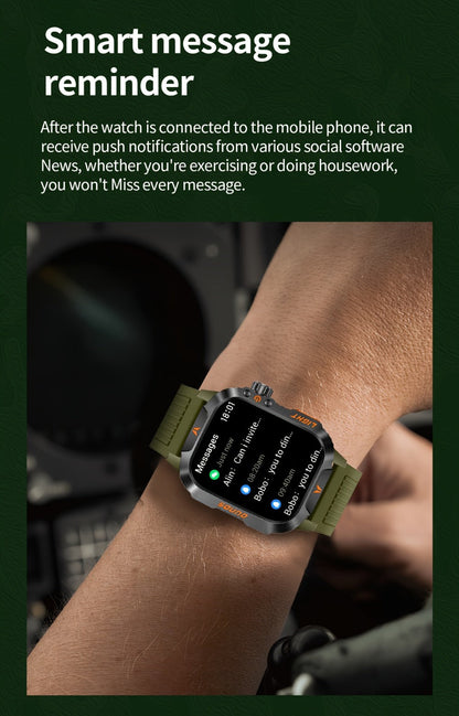 2.01" HD Compass Smartwatch for Men Women – Wireless Calling Outdoor Adventure Watch with LED Flashlight Fitness Tracker Pedometer Calorie Counter Long Battery Life Compatible with Android iPhone Couples Gift